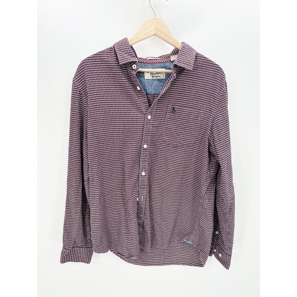 Original Penguin Heritage Slim Fit Red Plaid Button Up Shirt Men's Size Large - Picture 1 of 7